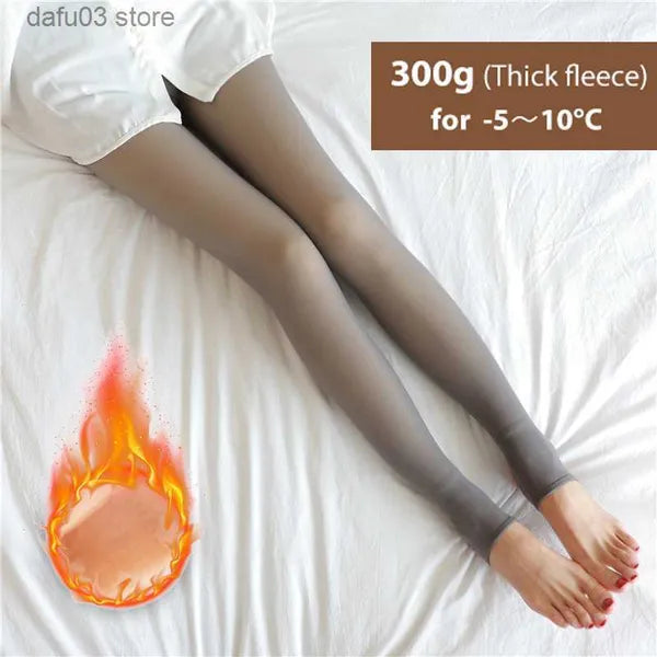 Hosiery Christmas Winter Warm Tight Women's Wool High Waist Hot Socks Insulated False Transparent Pantyhose Z230810