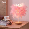 5c7d5c15ce8e1674 LED Warm Small Table Lamp Nordic Romantic Creative Feather Wedding Room Red Girl Bedroom Bedside Flashlight Night Reading Light