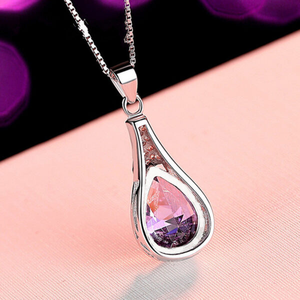 5c84fc6eb5aaafc5 Buyee Sterling Sier Pendant Natural Amethyst Stone Necklace for Woman Girl Wedding Fine Jewelry Chain