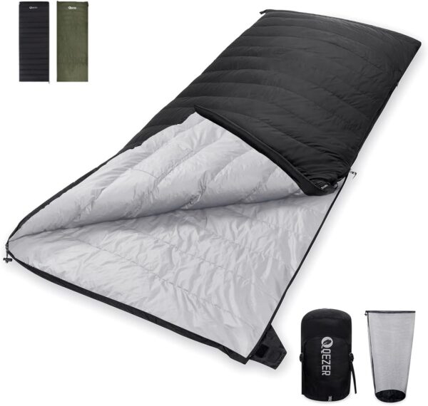 5c8c0e36b9e66b12 QEZER Down Sleeping Bag,Lightweight Rectangular Sleeping Bag for Adults,Kids,Boys,Girls 3 Seasons Backpacking, Hiking and Camping Outdoor,can be used as the Blanket