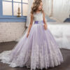 2024 New Teenager Bridesmaid Dress Kids Dresses for Girls Children Vintage Lace Princess Girl Party Wedding Evening Formal Gown
