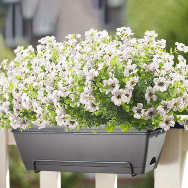 5cc130068b16fadd Grunyia 10 Bundles Artificial Flowers Outdoor UV Resistant Fake Flowers No Fade Faux Plants Garden Porch Window Box Decorating (White)