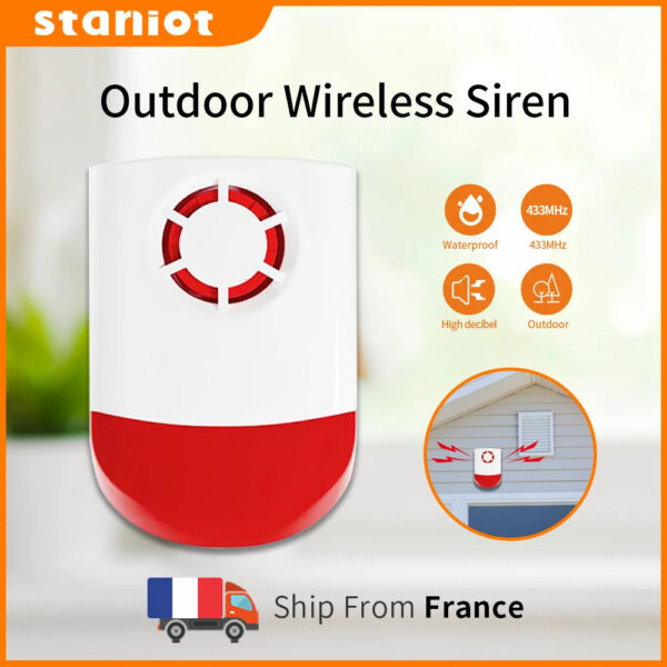5cc60dece0760cb4 Staniot 433Mhz Indoor/Outdoor Wireless Siren Waterproof Flash Strobe Alarm 120db High Decibel For Smart Security Alarm System