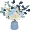 5cd68e5c4a00a6fa CEWOR Artificial Flowers with Vase Faux Flowers in Vase Fake Flowers Bouquet for Table Centerpiece Decorations Home Kitchen Decor