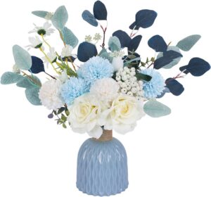 5cd68e5c4a00a6fa CEWOR Artificial Flowers with Vase Faux Flowers in Vase Fake Flowers Bouquet for Table Centerpiece Decorations Home Kitchen Decor