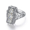 5cec744f6945dc49 Szjinao Unique 3 Stone Moissanite Ring With Certficiate 100% Sterling Sier Engagement Jewelry For Women Pass Diamond Test