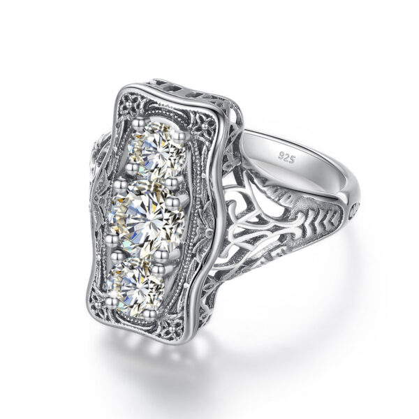 5cec744f6945dc49 Szjinao Unique 3 Stone Moissanite Ring With Certficiate 100% Sterling Sier Engagement Jewelry For Women Pass Diamond Test
