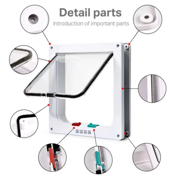 5cec7a5f8f5a5f4d Cat Flap Door with 4 Way Security Lock Controllable Switch Transparent ABS Plastic Gate Puppy Kitten Safety in&out Pet Doors Kit
