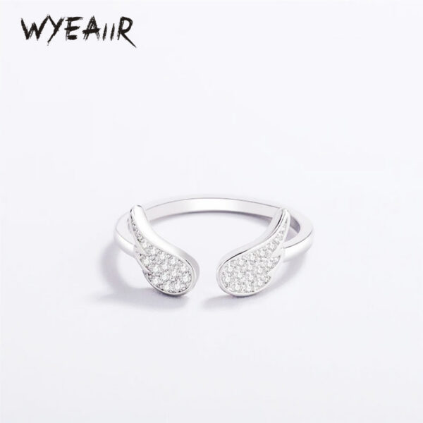 5cf843c113f902ae WYEAIIR Sterling Sier Diamond Angel Wings Cool Resizable Opening Ring For Women Jewelry