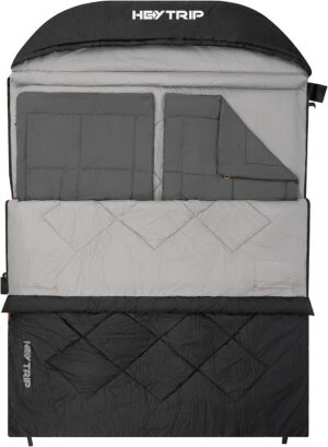 5d190d1c741a452c HEYTRIP Double Sleeping Bag with Blanket - Queen Size Two Person Sleeping Bag for Couples - 20 Degree Rated for Camping