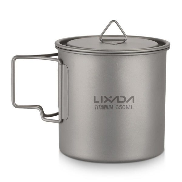 Lixada Ultralight Titanium 300/350/550/650ml Outdoor Cup Camping Picnic Water Mug Tableware with Foldable Handle