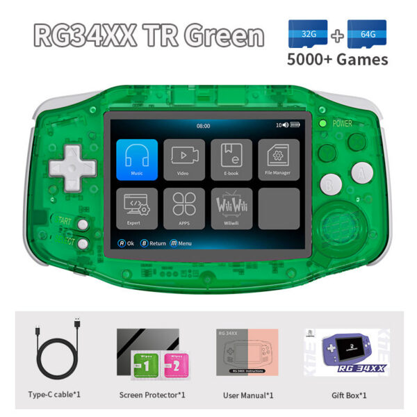 5d32d774841ed69b ANBERNIC RG34XX Retro Video Handheld Game Console 3.4" IPS Screen 32G ux 64-bit System Support 5G WiFi Bluetooth HD TV Output