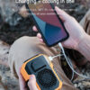 5d3a5ab50622eb55 Outdoor Waist Mounted Polymer Battery Anti Drop Shock Absorption USB Portable Power Bank with Bladeless Hanging Neck Fan