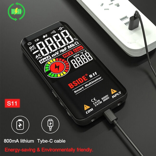 5d46bf4e00b76fe6 BSIDE Digital Multimeter Smart Electrician Tester USB Charge T-RMS DC AC Voltage Capacitance Ohm Hz NCV Professional Multitester