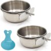 5d4f1fce7eac378d 2PCS Bird Feeding Dish Cups with Spoon, Parrot Food Bowl Clamp Holder - Stainless Steel Coop Cup, Bird Cage Water Bowl for Parakeet African Greys Conure Cockatiels Lovebird Budgie Chinchilla