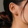 MODIAN D Color Moissanite Stud Earrings Round Cut Lab Created Diamond 925 Sterling Silver Silver Bridal Jewelry For Women Gifts