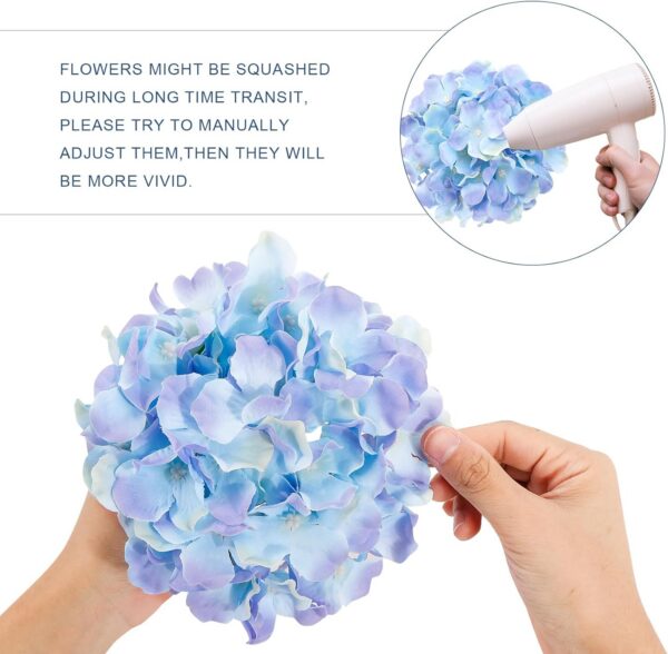 Auihiay 64pcs Silk Hydrangea Artificial Flowers, Artificial Hydrangea Flowers with Stems, Full Hydrangea Flowers for Wedding Centerpieces, Home, Garden, Party Decoration (Blue)