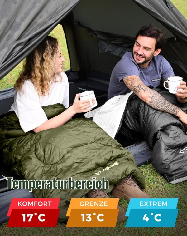 5d6f6754e248f1d8 KingCamp Schlafsack Outdoor Warmer Deckenschlafsack für Erwachsene 3 Jahreszeiten leicht zu tragen wasserabweisend & warm für Kinder Erwachsene beim Camping & Outdoor Kleines Packmaß