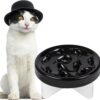 Slow Feeder Bowl for Cats and Small Dogs,Cilkus Fish Pool Design, Fun Interactive Bloat Stop Puzzle Feeder Bowl Healthy Eating Diet Made of Melamine Food Grade Material Dishwasher Safe (Green)