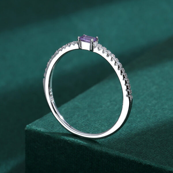 5d7352cb0c296492 NEW Simple Genuine S Sier Ring For Women Amethyst Single Row of Diamond Zircon Engagement Valentine's Day Gift Jewelr