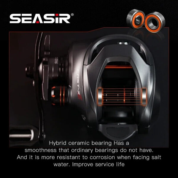 SEASIR Cast X2 Baitcasting Reel 7.3:1 Hybrid Ceramic Carbon Fiber Washer Dual Bearing System N52 Brake Fishing Reels
