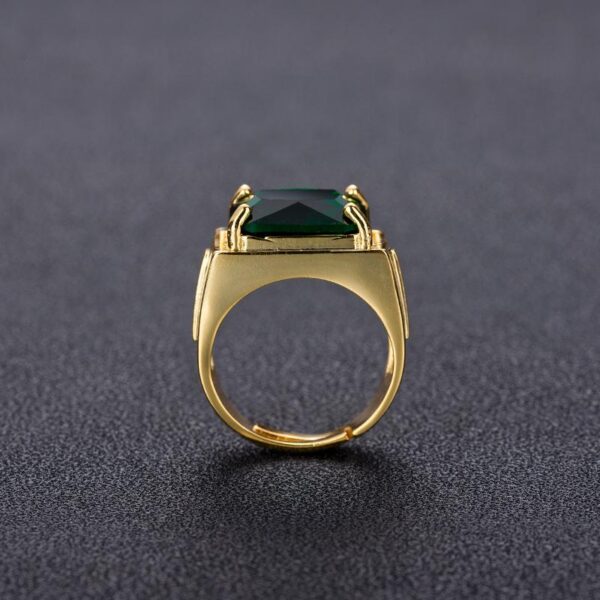 5d9f4122a795e0cd HOYON Popular Emerald Men's Jewelry Retro Style Square Ethnic Rings 14k Gold Color Open Green Diamond Ring for Gift box