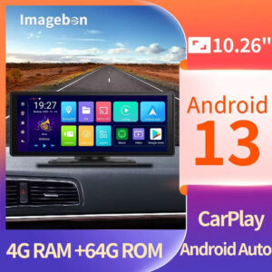 Imagebon Android 13 Dash Cam Wireless CarPlay & Android Auto Car DVR Netflix Google Play GPS Bluetooth Rearview Mirror Camera