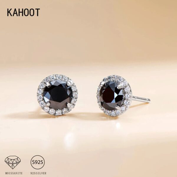5da170b61b0ca1fd 925 Sterling Silver 0.5-1 Carat Moissanite Black Round Bag Earrings Fashion Trend Temperament Design Light Luxury Niche Women