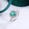 Exquisite Paraiba Green High Carbon Diamond Sterling Sier Ring for Women Double Crystal Anniversary Gift Party Jewelry