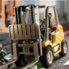 1/64 2.4G RC Mini Alloy Forklift With Trailer Desktop Game Full-scale APP Remote Control Engineering Lift Truck Kids Toys Gifts