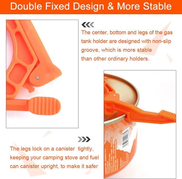 STCRERAG Gas Tank Bracket Foldable Canister Stand Gas Canister Support Orange Gas Tank Stove Stand Bracket Tripod Outdoor Stove Flat Gas Tank Holder for Outdoor Camping Hiking Picnic Cooking