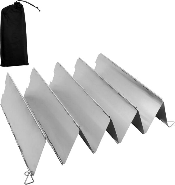 5dc5a9d55fa4a879 Semetall Camping Stove Windscreen 10 Plates Folding Outdoor Stove Windscreen Aluminum Camping Stove Windshield with Carrying bag-1Pack(3.3"W*9.5"L)