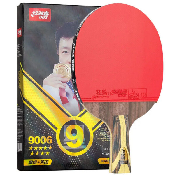 DHS 9 Star Table Tennis Racket Professional 5 Wood 2 ALC Offensive Ping Pong Racket with Hurricane Sticky Rubber