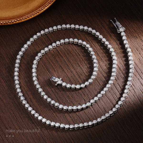 5dd54f0d2516384c KNOBSPIN 2mm 3mm Round Moissanite Tennis Necklace D Color Lab Diamond with GRA Pure Sier Wedding Necklaces for Women Man