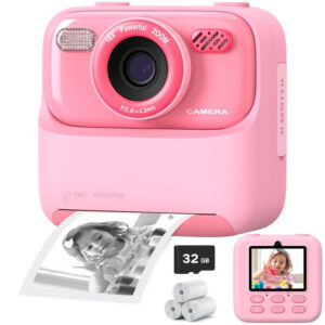 Upgrade Kids Instant 1080P HD Dual Lens Selfie Digital Camera for Girls Boys Christmas Birthday Gifts Toys With 32G Print