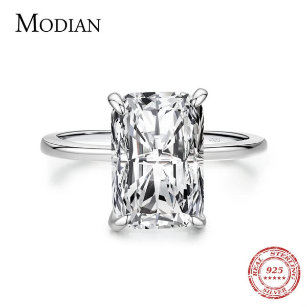 5e13012cae4127aa Modian Classic Rectangular Cutting Clear CZ Ring Solid 925 Sterling Silver Luxury Finger Rings For Women Wedding Fine Jewelry