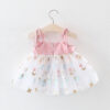Summer Baby Girl Sling Mesh Dress Toddler Birthday Party Princess Flower Children Clothes 0 To 3 Years Old Wedding Kids Costume