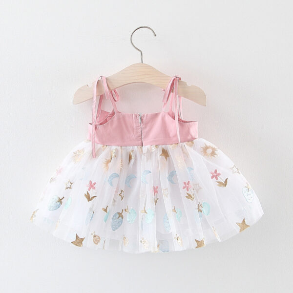 Summer Baby Girl Sling Mesh Dress Toddler Birthday Party Princess Flower Children Clothes 0 To 3 Years Old Wedding Kids Costume
