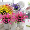 5e323f7cfea0f21f Grunyia Artificial Flowers Outdoor UV Resistant Fake Plants Indoor Outside Hanging Planter Home Garden Decor, 10 Bundles (Pink)