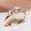 New Row Of Diamonds White Zirconia Gold Ring Female Stamp Fashion Wedding Party Jewelry Gift Wholesale
