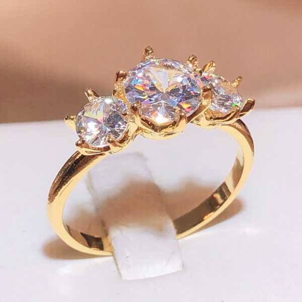New Row Of Diamonds White Zirconia Gold Ring Female Stamp Fashion Wedding Party Jewelry Gift Wholesale