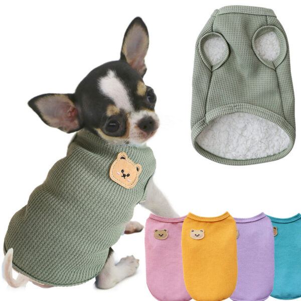 5e3e837624503ad0 Bear Thickened with Veet Dog Clothes Cat Solid T-shirt Clothing Dogs Thin Small Fashion Chihuahua Pug Pet Vest York