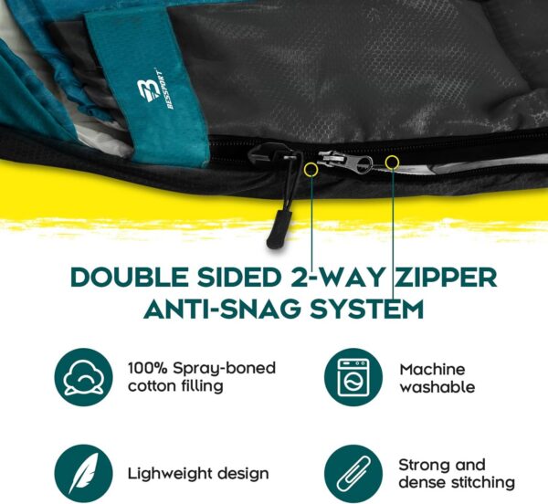 5e50b85cb3488122 Bessport Schlafsack Flannel für Camping 3-4 Jahreszeiten - 10 °C-20°C | Winter Schlafsack Leichtgewichtig, Wasserdicht und Warm für Erwachsene und Kinder,Rucksackreisen,Camping, Wandern und Reisen