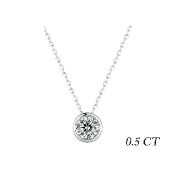 BAMOER 1 Carat Bazel Moissanite D color VVS1 Lab Grown Diamond Necklace for Women Sterling Sier Wedding Jewelry