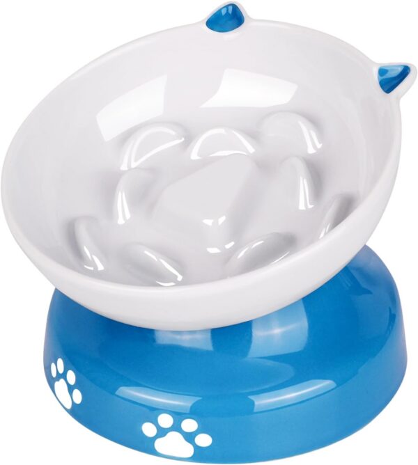 Y YHY Slow Feeder, Elevated Food Bowl Tilted Design for Dog and Cat for Dry and Wet Food