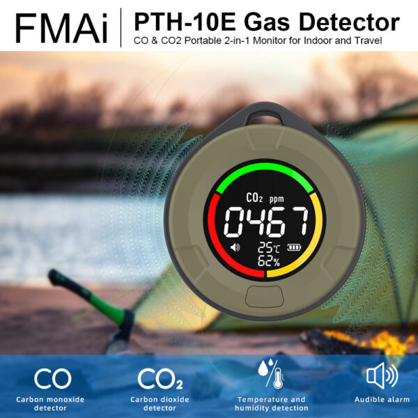 5e9a8fed7b7ace18 K5 PTH-10E Mini Carbon Monoxide Detector CO CO2 Air Quality Portable Monitor HD LED Screen USB Charging for Indoor and Travel