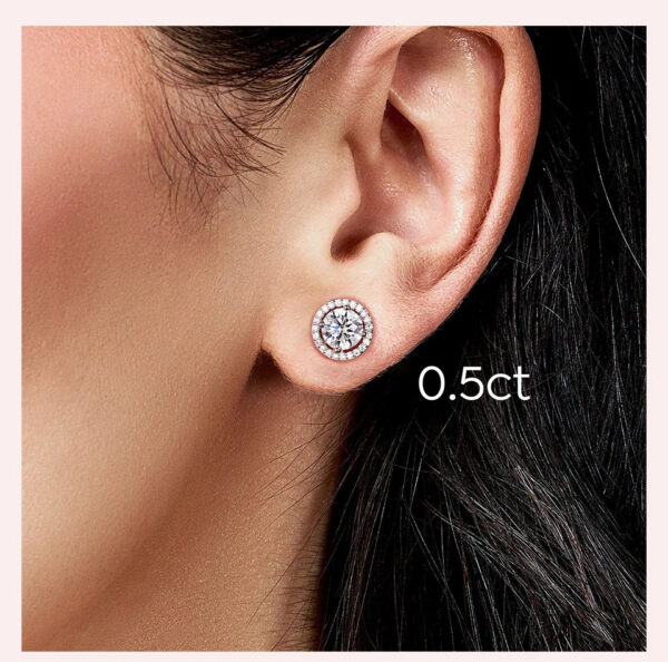 5e9b54a9e7b02f7d GRA Zircon Moissanite Diamond Stud Earrings for Women Real 925 Sterling Silver Round Halo Earrings Luxury Wedding Fine Jewelry