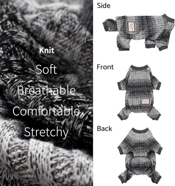5ea4fb2d896cabd1 Knitted Dog Pajamas, Dog Clothes for Small Dogs Girl Boy, Pet Onesie with Feet, Cat Outfit, Dark Heather Grey, Large