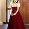 5ea504604bf401d3 YZYmanualroom Red High End Veet Elegant Girl First Communion Concert Wedding Party Teen Junior Bridesmaid Dress