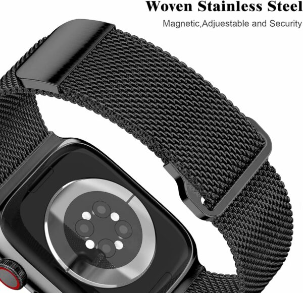 Geoumy Metal Magnetic Bands Compatible for Apple Watch Band 38mm with Case, Stainless Steel Milanese Mesh Loop Replacement Strap Compatible with iWatch Series 8/7/6/5/4/3/2/1 SE Women Men, Rose Gold